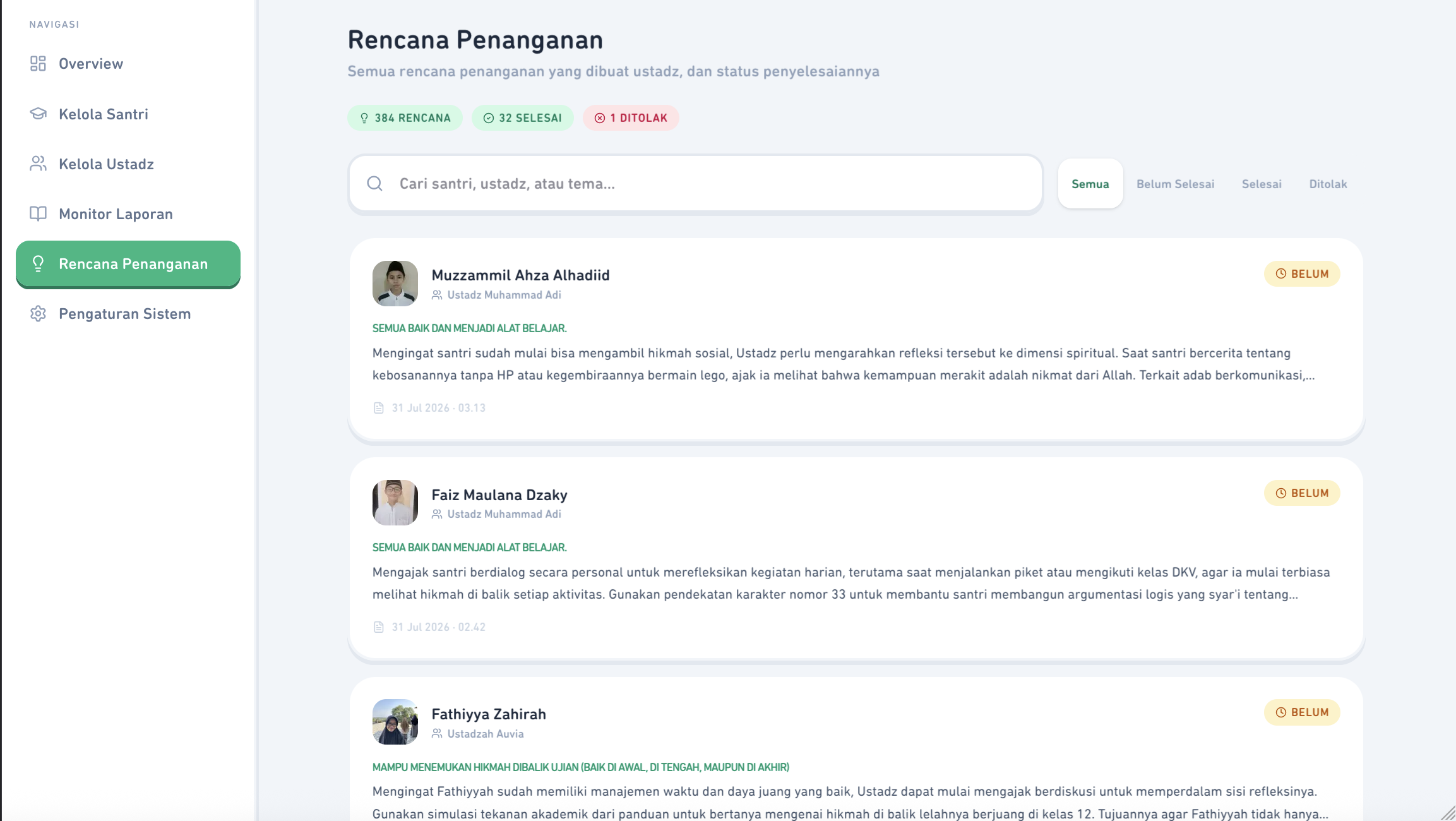 Rencana Penanganan