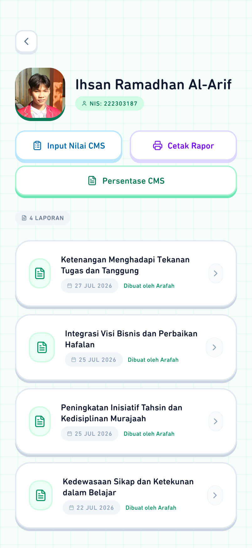 Profil & Rapor CMS Santri