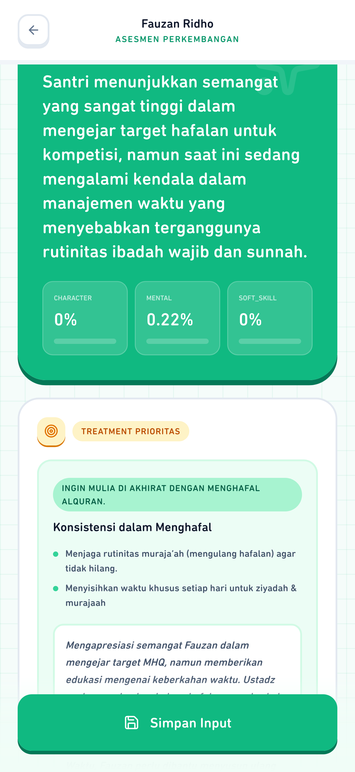 Ringkasan Observasi & Rekomendasi Treatment