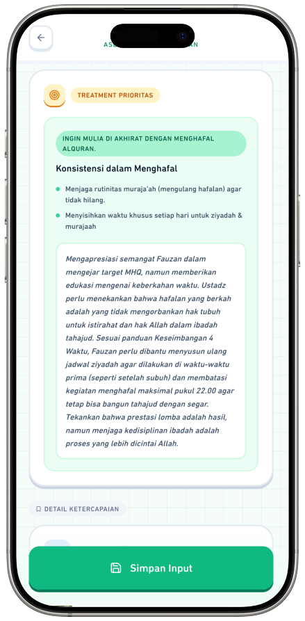 Rekomendasi treatment Character Development System